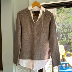 Light heather brown Karen Kane layers sweater